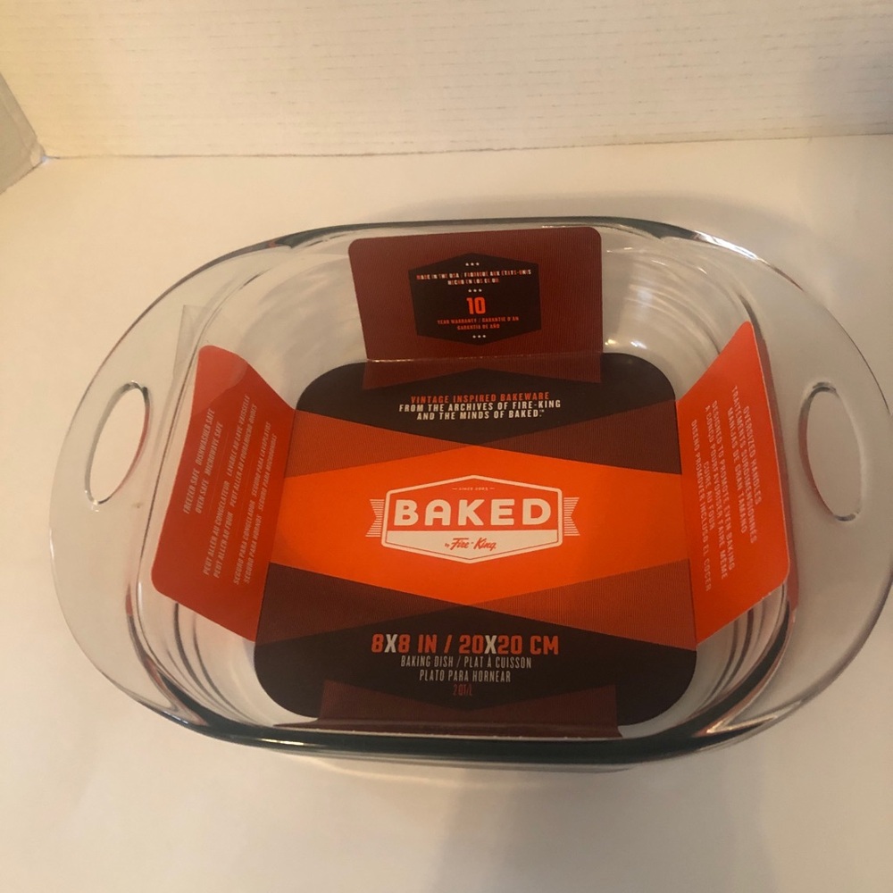 Fire King 8 X 8” Baking Dish/Pan Clear Glass Brand New